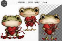 Frog Clipart, Valentines Day Clipart, Whimsical Product Image 1