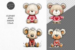 Teddy Bear Clipart, Whimsical Clipart, Valentines Day Product Image 1