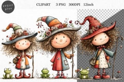 Witch Girl PNG, Girl Clipart, Whimsical Clipart Product Image 1