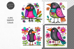 Crow, Whimsical JPG, JPG, Junk journal, Product Image 1