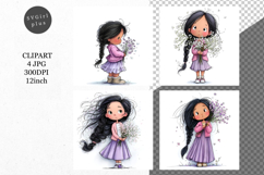 Girl with flowers, Whimsical JPG, JPG, Junk journal, Product Image 1