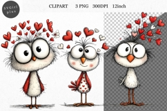Bird Clipart, Valentines Day Clipart, Whimsical Clipar Product Image 1