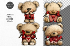 Teddy Bear Clipart, Valentines Day Clipart, Whimsical Clipar Product Image 1