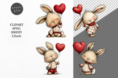 Bunny Clipart, Valentines Day Clipart, Whimsical Clipart, Product Image 1