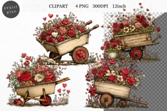 Wheelbarrow Clipart, Valentines Day Clipart, Whimsical Clip Product Image 1