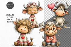 Cow Clipart, Valentines Day Clipart, Whimsical Clipart Product Image 1