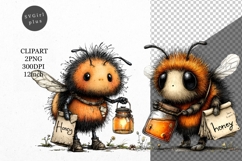 Bee Clipart, Whimsical Clipart, Product Image 1