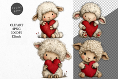 Lamb Clipart, Valentines Day Clipart, Whimsical Product Image 1