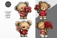 Teddy Bear Clipart, Valentines Day Clipart, Whimsical Clipar Product Image 1