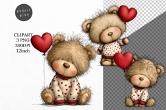 Teddy Bear Clipart, Valentines Day Clipart, Whimsical Clipar Product Image 1