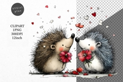 Hedgehog Clipart, Valentines Day Clipart, Whimsical Clipart Product Image 1