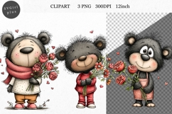 Teddy Bear Clipart, Valentines Day Clipart, Whimsical Clipar Product Image 1