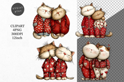 Cat Clipart, Valentines Day Clipart, Whimsical Clipart Product Image 1