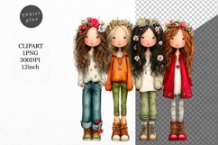 Girls PNG, Girls Clipart, Whimsical Clipart Product Image 1