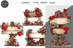 Sign Clipart, Valentines Day Clipart, Whimsical Clipart Product Image 1