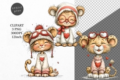 Cheetah Clipart, Valentines Day Clipart, Whimsical Clipart, Product Image 1