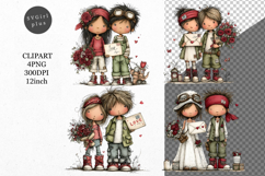 Boy and Girl Clipart, Valentines Day Clipart, Whimsical Product Image 1