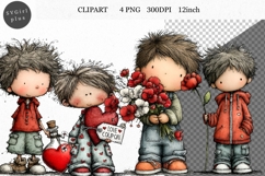 Boy Clipart, Valentines Day Clipart, Whimsical Clipart Product Image 1