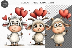Goat Clipart, Valentines Day Clipart, Whimsical Clipart, Product Image 1