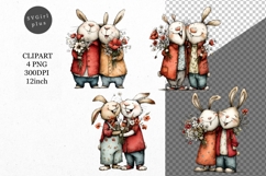 Bunny Clipart, Valentines Day Clipart, Whimsical Clipart, Product Image 1