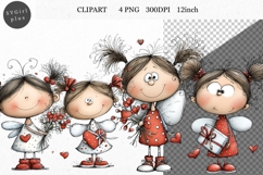 Girl Angel Clipart, Valentines Day Clipart, Whimsical Product Image 1