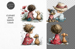Kid and dog PNG, Kids Clipart, Whimsical Clipart Product Image 1