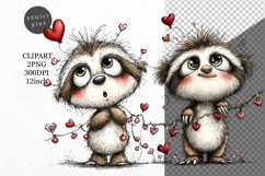 Sloth Clipart, Valentines Day Clipart, Whimsical Clipart Product Image 1