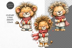Lion Clipart, Valentines Day Clipart, Whimsical Clipart Product Image 1