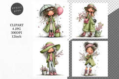 Spring Girl, Whimsical JPG, JPG, Junk journal, Product Image 1