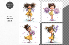 Girl with flowers, Whimsical JPG, JPG, Junk journal, Product Image 1