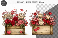 Flower Box Clipart, Valentines Day Clipart, Whimsical Product Image 1
