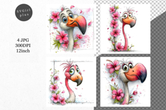 Flamingo JPG, Peeking Flamingo, Whimsical JPG, Product Image 1