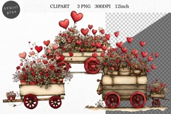 Wheelbarrow Clipart, Valentines Day Clipart, Whimsical Clip Product Image 1
