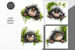 Gorilla JPG, Peeking gorilla, Whimsical JPG, Product Image 1