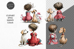 Kid and dog PNG, Kids Clipart, Whimsical Clipart Product Image 1