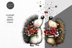 Hedgehog Clipart, Valentines Day Clipart, Whimsical Clipart Product Image 1