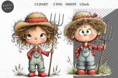 Farm Girl PNG, Girl Clipart, Whimsical Clipart Product Image 1