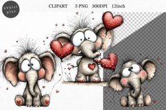 Elephant Clipart, Valentines Day Clipart, Whimsical Clipart Product Image 1