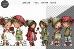 Boy and Girl Clipart, Valentines Day Clipart, Whimsical Product Image 1
