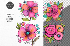 Flowers Clipart, Valentines Day Clipart, Whimsical Clipart Product Image 1