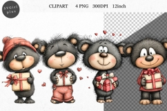 Teddy Bear Clipart, Valentines Day Clipart, Whimsical Clipar Product Image 1