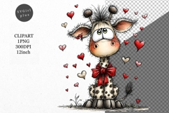 Giraffe Clipart, Valentines Day Clipart, Whimsical Clipart Product Image 1