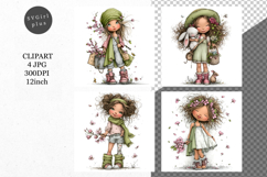 Spring Girl, Whimsical JPG, JPG, Junk journal, Product Image 1