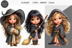 Witch Girl PNG, Girl Clipart, Whimsical Clipart Product Image 1