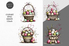 Basket Clipart, Easter Clipart, Whimsical Clipart, Product Image 1