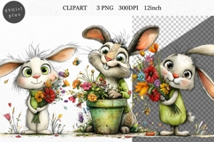 Bunny Clipart, Easter Clipart, Whimsical Clipart, Product Image 1