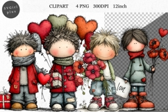 Boy Clipart, Valentines Day Clipart, Whimsical Clipart Product Image 1