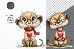 Meerkat Clipart, Valentines Day Clipart, Whimsical Clipart, Product Image 1