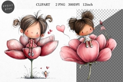 Little Girl PNG, Girl Clipart, Whimsical Clipart Product Image 1