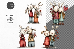 Bunny Clipart, Valentines Day Clipart, Whimsical Clipart, Product Image 1